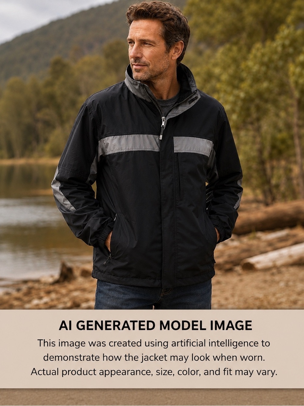 Free Country Men's Reversable Coat Jacket Water Resistant Black Gray XL
